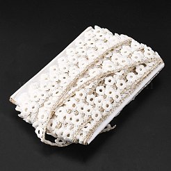 メタリック糸リボン  衣料品用  ミシンクラフト装飾  プノンペンで  花柄  ホワイト  5/8インチ（16mm）&nbsp;DIY-WH0326-54
