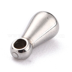 変色しない304ステンレススチールチェーンエクステンダードロップ  ティアドロップ  ステンレス鋼色  6x3mm  穴：1mm&nbsp;STAS-H153-10A-P