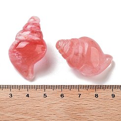 チェリークォーツガラス彫刻人形  ホームオフィスのデスクトップ装飾用  シェル形状  36~38x20.5~22x17~19.5mm&nbsp;DJEW-L023-H02