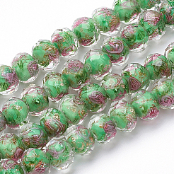 1 Starnd Handmade Gold Sand Lampwork Beads Strands&nbsp;LAMP-PA0001-76B
