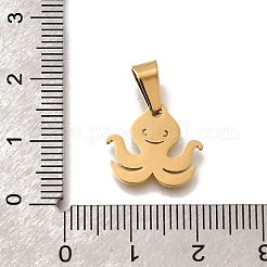 304ステンレスペンダント  レーザー切断  イオンプレーティング（ip）  タコ  ゴールドカラー  13x15x1mm  穴：6x3.3mm&nbsp;STAS-H453-22G