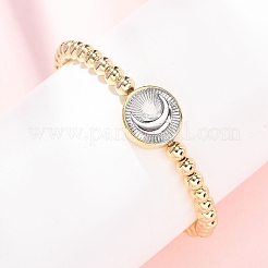 Brass Round Beads Stretch Bracelets for Women&nbsp;BJEW-H640-03B-GP