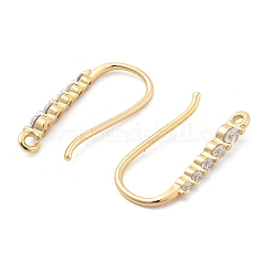 真鍮マイクロペーブクリアキュービックジルコニアピアスフック  フラットラウンド  18KGP本金メッキ  18.5x9x2.5mm  穴：1.2mm  ピン：0.8mm&nbsp;KK-G516-06G