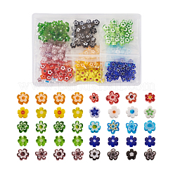 300個10色手作りミルフィオリガラスビーズ  花  ミックスカラー  4~7.2x2.6mm  穴：1mm  30個/カラー&nbsp;LAMP-TA0002-05