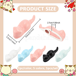 5Pcs 5 Colors Ceramics Cat Shape Calligraphy Brush Holder&nbsp;AJEW-PH0006-22