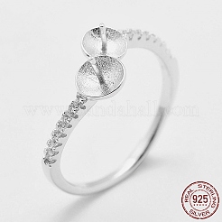 Adjustable Rhodium Plated 925 Sterling Silver Cuff Rings&nbsp;STER-K038-072P