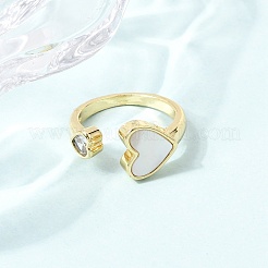 Brass Micro Pave Cubic Zirconia Open Cuff Rings&nbsp;CU-CBA4898-08G-02