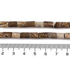 天然石ピクチャージャスパービーズ連売り  コラム  7.5~8.5x5~6mm  穴：1mm  約45~46個/連  14.69~15.04インチ（37.3~38.2cm）&nbsp;G-C128-A29-01