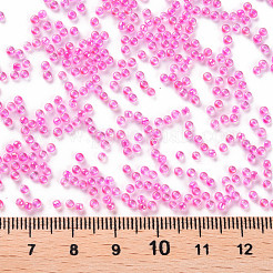 12/0 FGBグレードAラウンドガラスシードビーズ  透明インサイドカラー  ABカラーメッキ  ショッキングピンク  2.3x1.5mm  穴：1mm  約48500個/ポンド&nbsp;SEED-N001-E-304