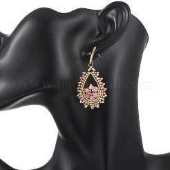 3 Pairs 3 Colors Teardeop Glass Beaded & Dyed Natural Malaysia Jade Dangle Stud Earrings&nbsp;EJEW-MZ00707