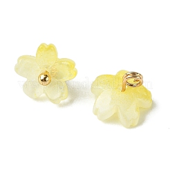 合金アクリルパーツ  花のチャーム  ゴールドカラー  きいろ  10.5x8mm  穴：2mm&nbsp;TACR-P016-01G-11