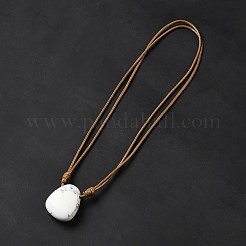女性用ワックスコード付き天然ハウライトトライアングルペンダントネックレス  15.75~29.92インチ（40~76cm）&nbsp;NJEW-G093-01K