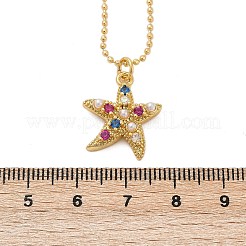 Brass Pave Cubic Zirconia and Plastic Beads Pendant Necklaces&nbsp;NJEW-Q041-01G