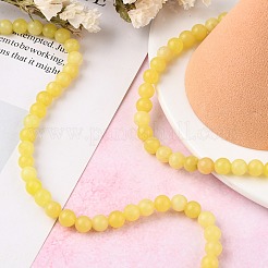 天然石レモンジェイド翡翠ビーズ連売り  ラウンド  レモンシフォン  6mm  穴：1mm  約60~64個/連  15.1インチ&nbsp;G-H1631-6MM