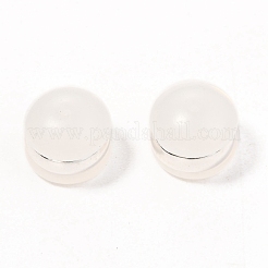 Tpeプラスチック製イヤーナット  316外科用ステンレス鋼の部品付き  ピアスバックキャッチ  半円/ドーム  銀  4x5.5mm&nbsp;KY-H004-02M-01S