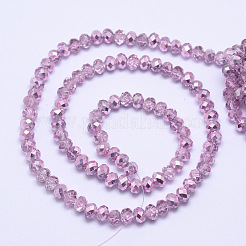 Faceted Rondelle Transparent Painted Glass Beads Strands&nbsp;DGLA-J001-C08-4mm