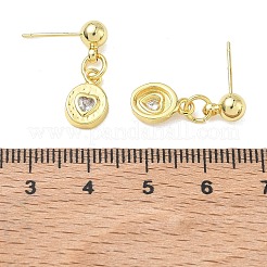 Brass Micro Pave Cubic Zirconia Dangle Stud Earrings for Women&nbsp;EJEW-A167-10G