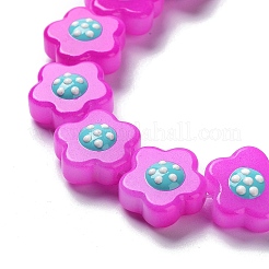 ガラスビーズ連売り  手描きのビーズ  エナメル  花  マゼンタ  14.5~15x14x8~8.5mm  穴：1mm  約25個/連  13.46''（34.2センチメートル）&nbsp;LAMP-R145-07C