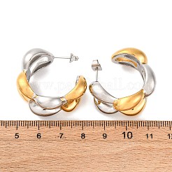 304ステンレススチールツートンスタッドピアス  チェーンチャーム  ゴールデン·ステンレス鋼色  33.5x18mm&nbsp;EJEW-A136-01B-GP
