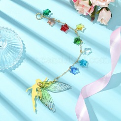 Brass & Transparent Epoxy Resin Fairy Pendant Decoration&nbsp;HJEW-JM02635-01