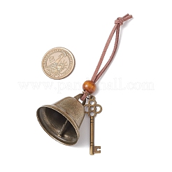 Iron Bell & Tibetan Style Alloy Key Pendant Decorations&nbsp;HJEW-JM03367