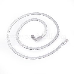 変色しない304ステンレススチールのスネークチェーンネックレス  カニカン付き  ステンレス鋼色  17.7インチ（45cm）  4mm&nbsp;NJEW-O058-29P