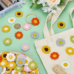 64個 8色の花柄ポリエステル製衣類アクセサリー  DIY縫製工芸品の装飾品  ミックスカラー  31x35x2.5mm  8個/カラー&nbsp;DIY-FG0008-54