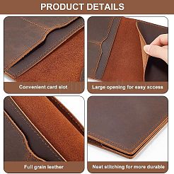 長方形の革製旅行パスポートウォレットカバー  ココナッツブラウン  141x105x8mm&nbsp;AJEW-WH20007-02B
