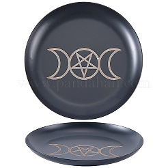 430ステンレス鋼製ウィッカ祭壇プレート  魔術と魔術師のタロット用品  ラウンド  ブラック  100.5x9.5mm&nbsp;AJEW-WH20070-290A-01