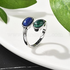 Natural Malachite & Lapis Lazuli Finger Rings&nbsp;RJEW-A068-02P-01