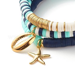 Handmade Polymer Clay Heishi Beads Stretch Bracelets Set&nbsp;BJEW-JB07335