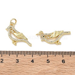 真鍮マイクロパヴェクリアキュービックジルコニアペンダント  鳥のチャーム  18KGP本金メッキ  鳥  15x21x2.5mm  穴：3.5mm&nbsp;KK-T085-21A-G