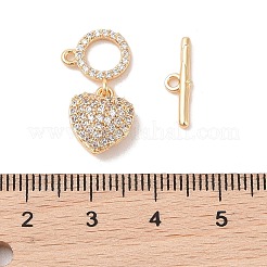 Brass Micro Pave Cubic Zirconia Toggle Clasps&nbsp;KK-B100-066G-01