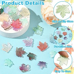 140Pcs 14 Colors Two Tone Transparency Glass Pendant&nbsp;GLAA-YW0005-77
