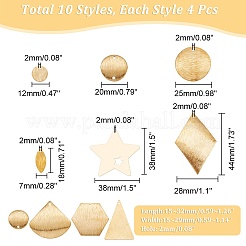 40種類のスタイルの亜鉛合金チャーム10個  ドローベンチスタイル  混合図形  ゴールドカラー  15~44x7~38mm  穴：2mm  4個/スタイル&nbsp;PALLOY-AR0001-33