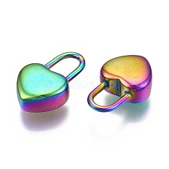 イオンプレーティング（IP）304ステンレスペンダント  カドミウムフリー＆ニッケルフリー＆鉛フリー  ハートロック  虹色  18.5x11.5x5.5mm  穴：4x7mm&nbsp;STAS-S119-086