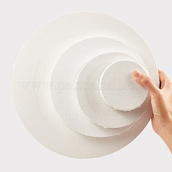 真っ白なキャンバス  リネンで覆われた木で下塗りされたフレーム  絵画を描くため  フラットラウンド  ホワイト  10~30.1x1.65~1.7cm  4pc&nbsp;DIY-NB0003-71