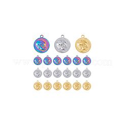 18Pcs 3 Colors 201 Stainless Steel Pendants&nbsp;STAS-DC0013-72