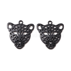 合金ペンダント  ヒョウのヘッド  電気泳動黒  28x26x2mm  穴：2mm&nbsp;PALLOY-F281-15EB