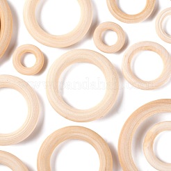 75個8スタイルの未完成の木製リンキングリング  オリジナルカラー木製リング  リング  パパイヤホイップ  75個/袋&nbsp;WOOD-LS0001-26