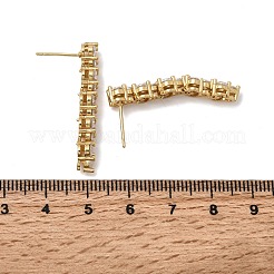 Flat Round Brass Micro Pave Clear Cubic Zirconia Stud Earrings&nbsp;EJEW-H180-12G