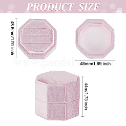 ベルベットのリングボックス  リング収納ボックス3個。  八角形  ピンク  4.8x4.85x4.4cm&nbsp;VBOX-WH0013-01A