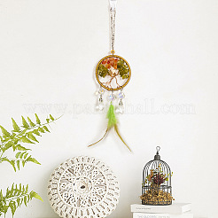 Natural Gemstone Chips Tree of Life Pendant Decorations&nbsp;PW-WG75827-01