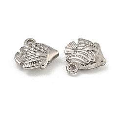 変色しない304ステンレススチールチャーム  魚のチャーム  ステンレス鋼色  13x12.5x4mm  穴：1.5mm&nbsp;STAS-I307-535P