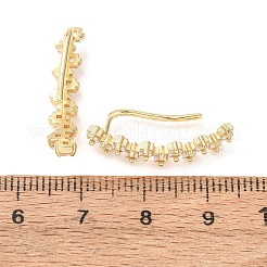 真鍮製パヴェキュービックジルコニアスタッドクローラーピアス  正方形  18KGP本金メッキ  カドミウムフリー＆鉛フリー  長持ちメッキ  ラックめっき  透明  23.5x4.5x9mm&nbsp;KK-CBAA351-07G