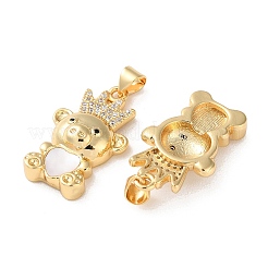 Brass Micro Pave Clear Cubic Zirconia Pendants&nbsp;KK-B083-40B-G