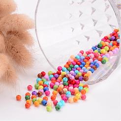 ソリッドチャンキーアクリルボールビーズ  ラウンド  ミックスカラー  4mm  穴：1mm  約14800個/500g&nbsp;SACR-R812-4mm-M