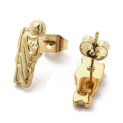 女性用304ステンレススチールスタッドピアス  18KGP本金メッキ  人間  13x5.5mm&nbsp;LS-EJEW-K271-03B-G