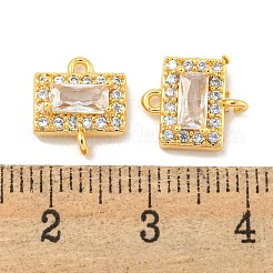 Brass Pave Clear Cubic Zirconia Connector Charms&nbsp;KK-P275-44G