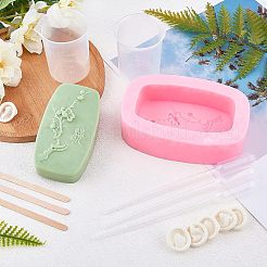 Diy 梅の花の枝シリコーン フォンダン金型キット  白樺の木工品のアイスクリームスティックとプラスチック製のトランスファーピペット付き  ラテックス指サック  プラスチック計量カップ  ショッキングピンク  105x75x37mm  1 PC&nbsp;DIY-OC0002-90